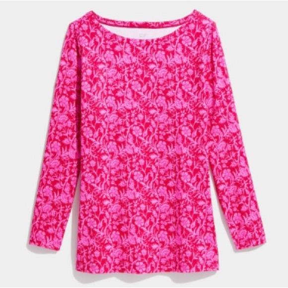 NWT Ladies XXS Vineyard Vines Sankaty Top Red Fuchsia 3/4 Leeves Performance - Picture 2 of 5